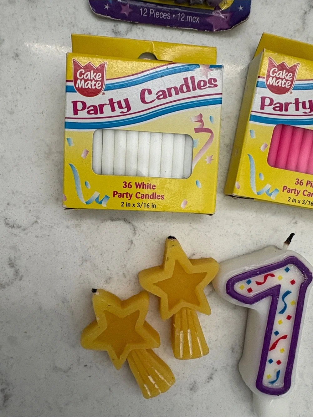 Assorted Party Birthday Candles Set in White, Pink, Blue, Silver, Yellow